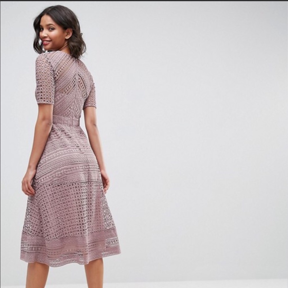 NWT ASOS PREMIUM Lace Crochet Knit Midi Dress - Picture 2 of 8